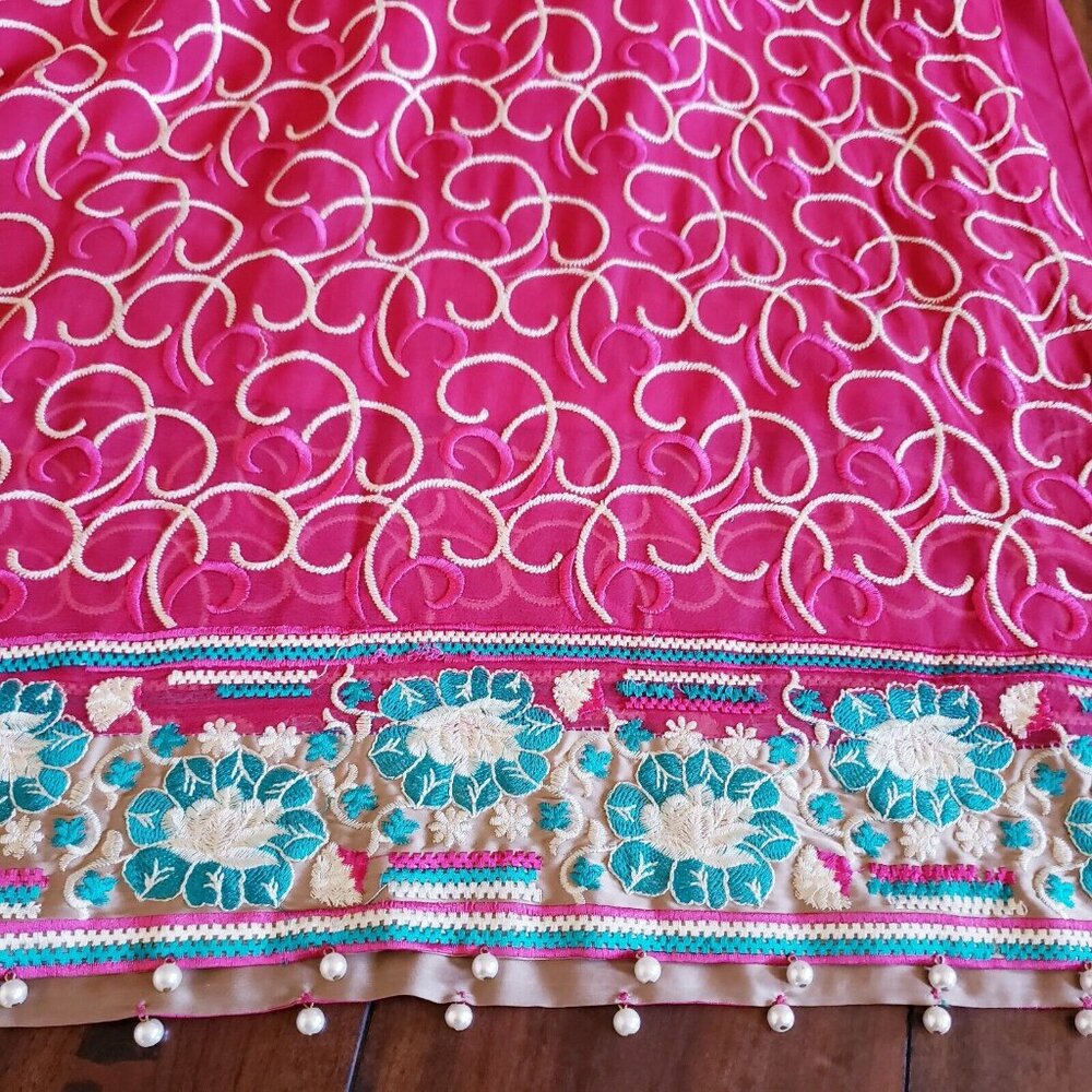 Embroidered Salwar Kameez Dupatta Long Scarf Cotton Chiffon Party Wear Dress - Picture 9 of 9